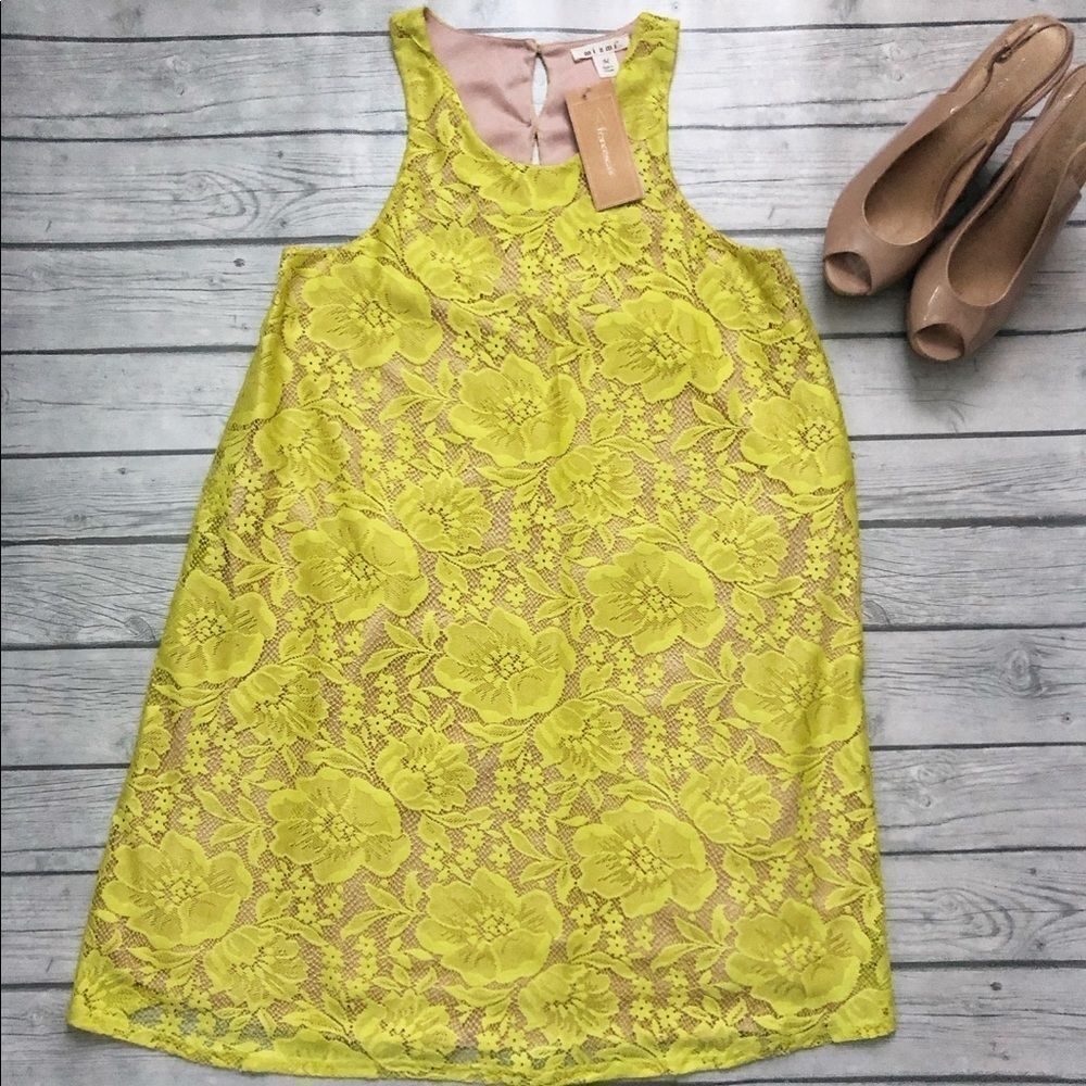 Francesca’s yellow lace dress-sz M-NWT